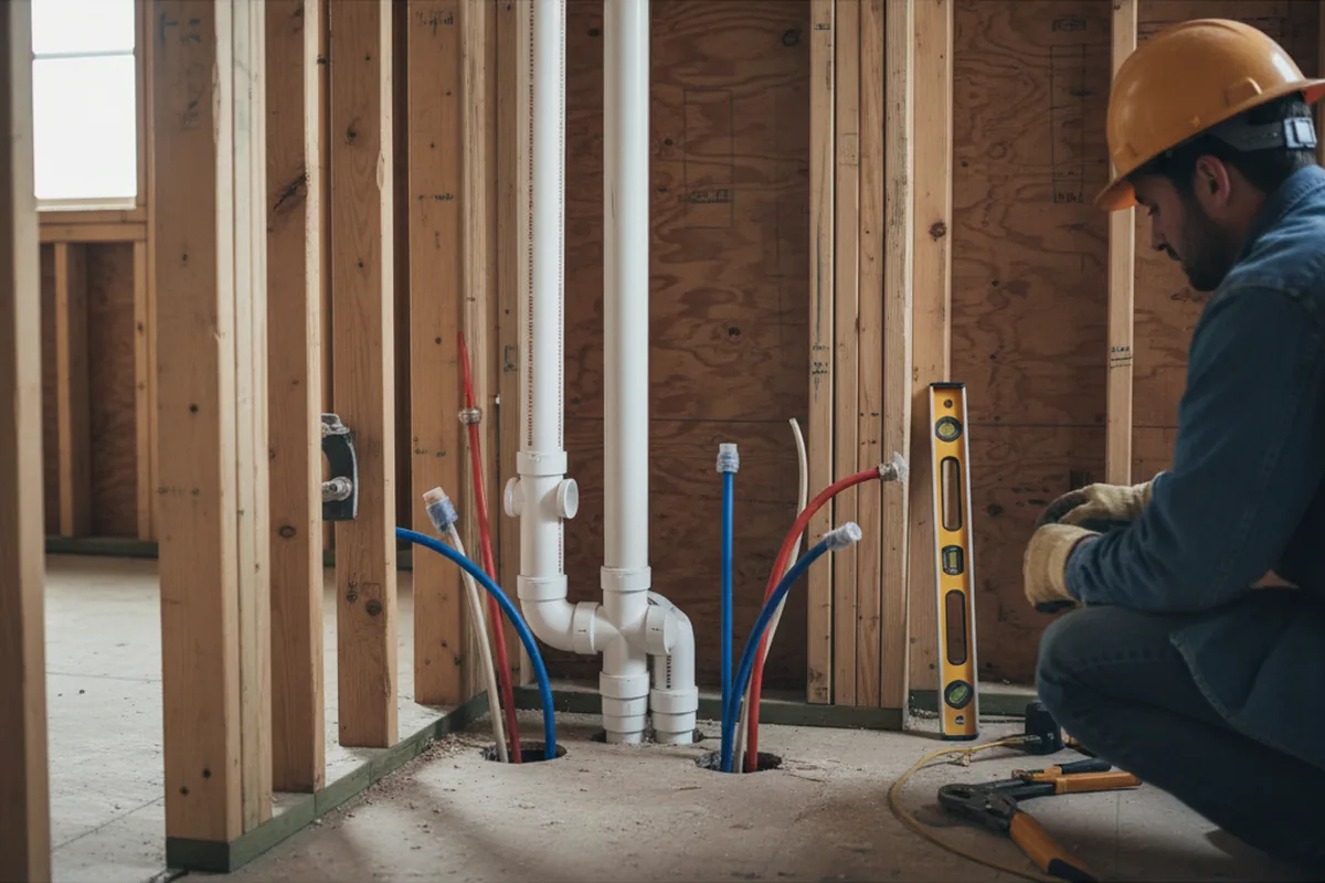 Drain and supply rough-in during Garbage Disposal Repair in Wyano