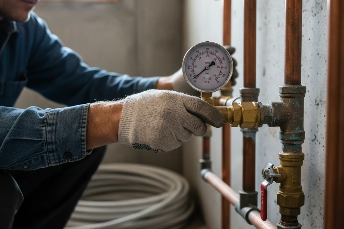 Pressure testing a repaired line during Water Line Repair in Wyano